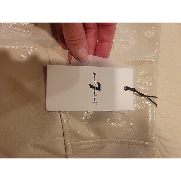 NWT 7 FOR ALL MANKIND Glazed Faux Leather Mini Skirt in Oyster Size M - Picture 5 of 13